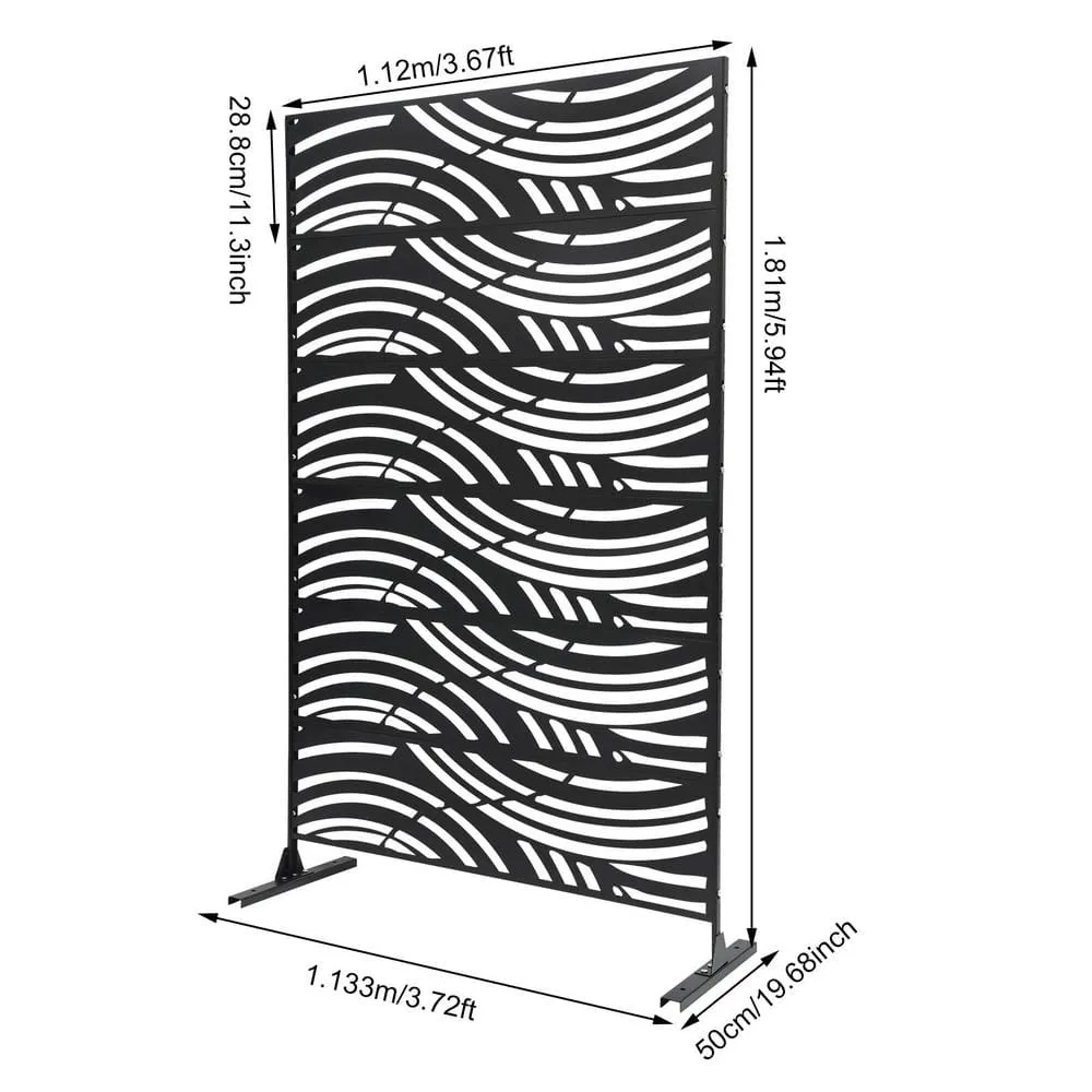 Black Outdoor Privacy Screens and Panels for Patio Metal Privacy Fence Screen with Freestanding Decorative Room Divider, photo 6 of 8