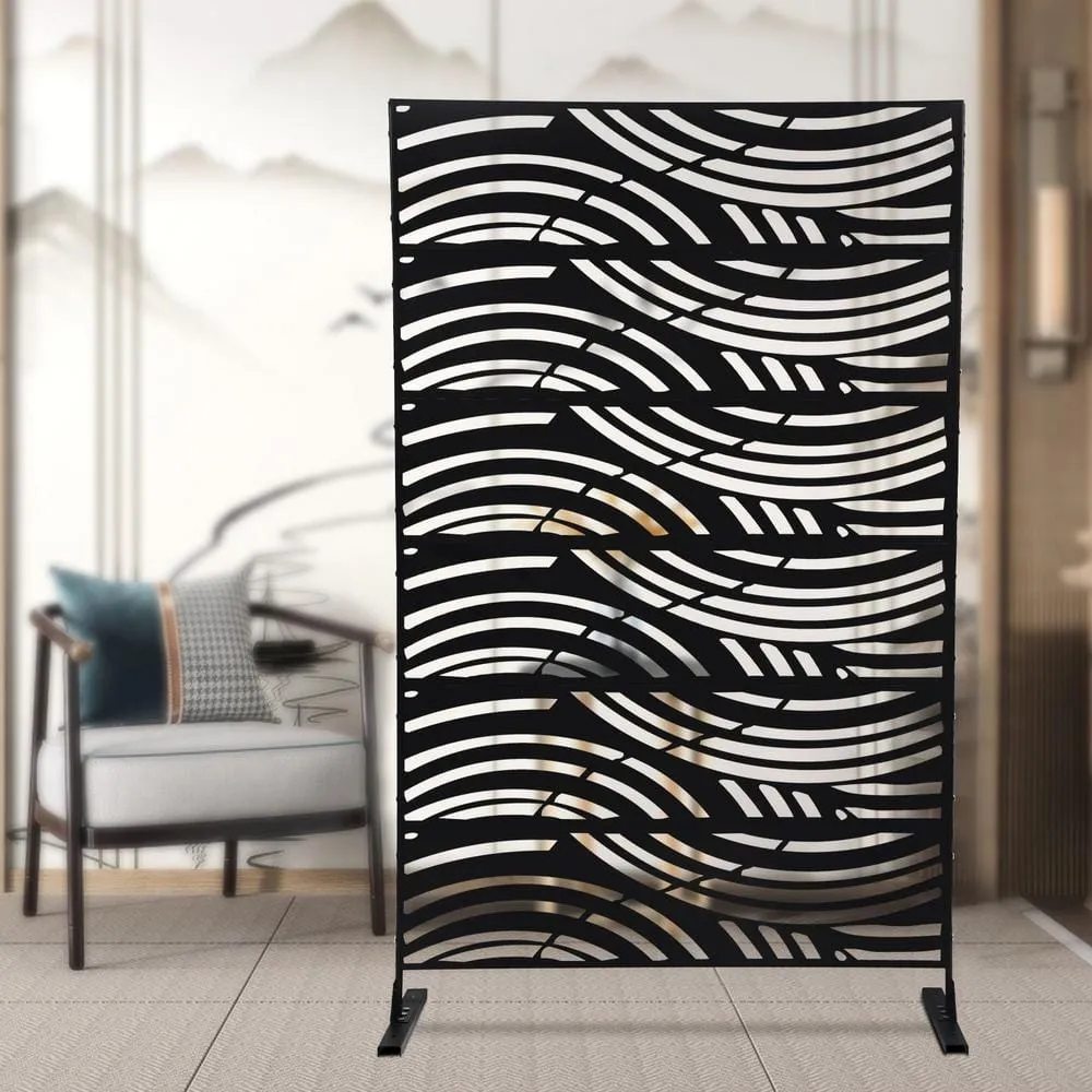 Black Outdoor Privacy Screens and Panels for Patio Metal Privacy Fence Screen with Freestanding Decorative Room Divider, photo 4 of 8
