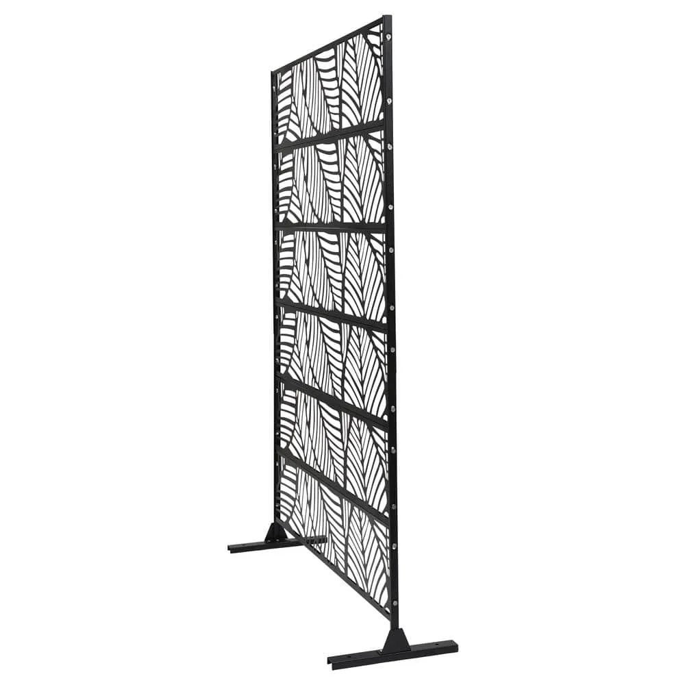 5.94 ft. x 3.72 ft. Black Hollow Outdoor Privacy Screens Freestanding Metal Privacy Fence Screen Decorative Room Divider, photo 7 of 10