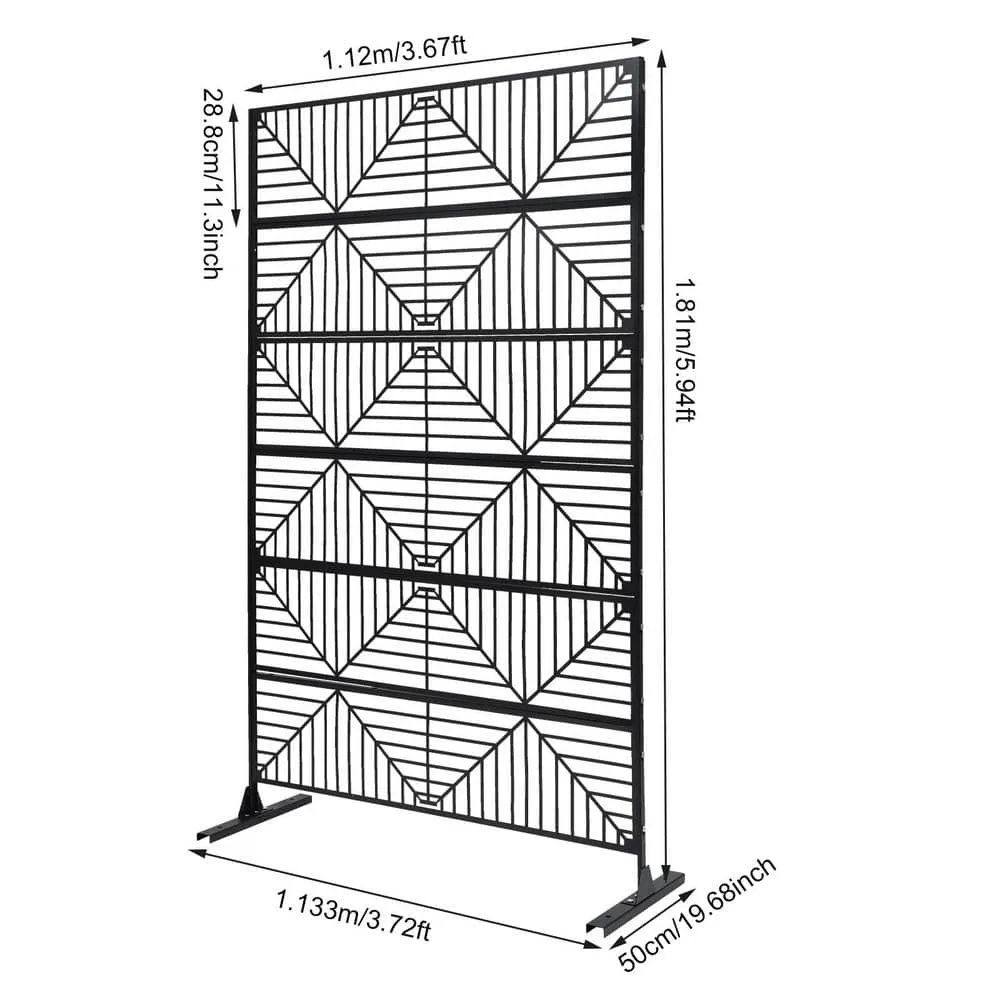 Black Steel Outdoor Privacy Screens for Patio Metal Privacy Fence Screen with Freestanding Decorative Room Divider, photo 5 of 7