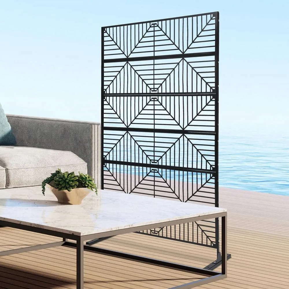 Black Steel Outdoor Privacy Screens for Patio Metal Privacy Fence Screen with Freestanding Decorative Room Divider, photo 3 of 7
