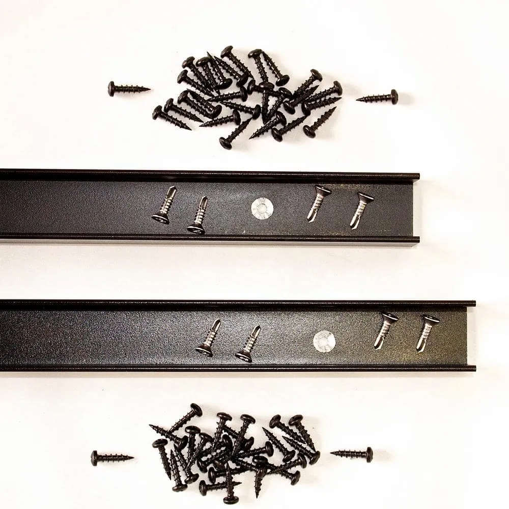 Slipfence 91 in. x 1-1/4 in. x 1-1/4 in. Black Aluminum Fence Channels, for 8ft. High fence, 2 per pack, includes screws, photo 7 of 10