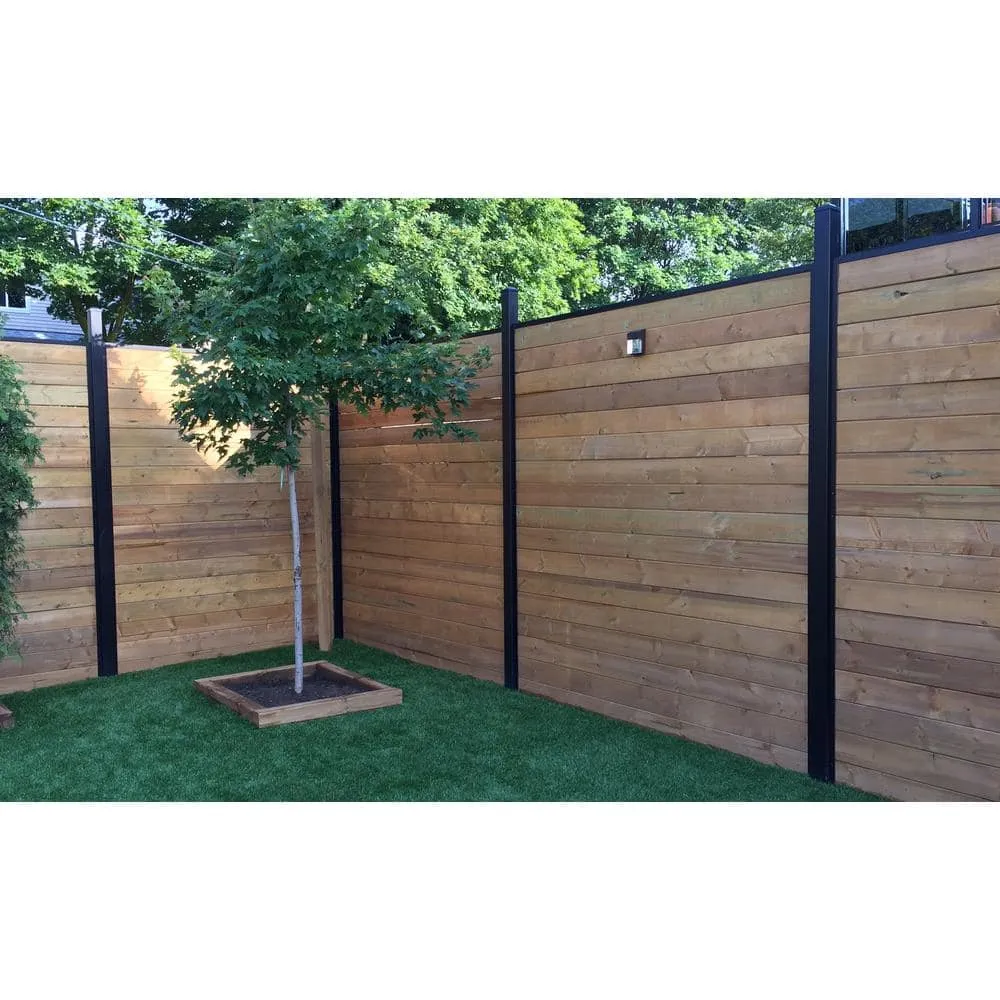 Slipfence 91 in. x 1-1/4 in. x 1-1/4 in. Black Aluminum Fence Channels, for 8ft. High fence, 2 per pack, includes screws, photo 8 of 10