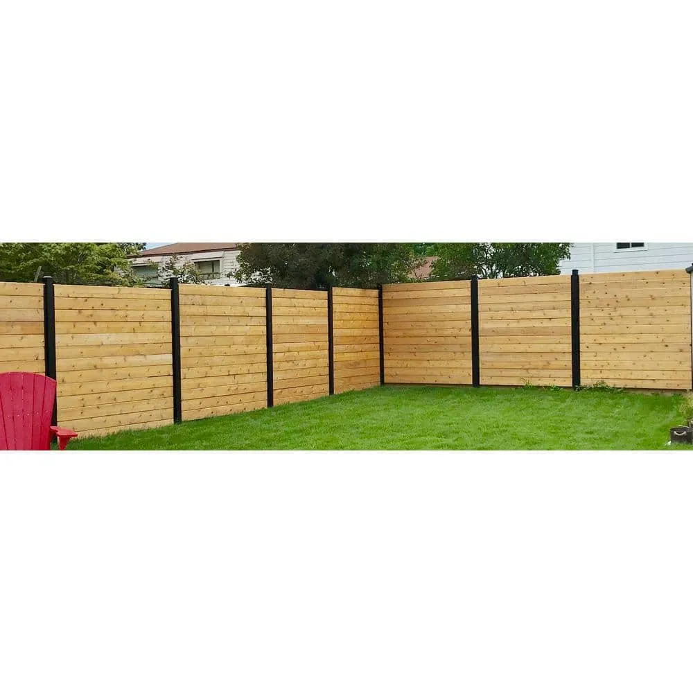 Slipfence 91 in. x 1-1/4 in. x 1-1/4 in. Black Aluminum Fence Channels, for 8ft. High fence, 2 per pack, includes screws, photo 10 of 10