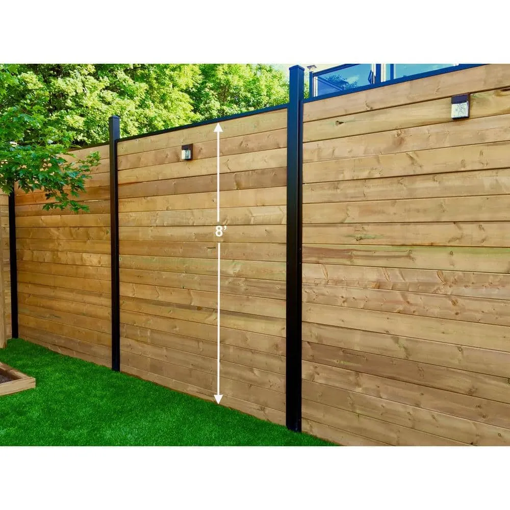 Slipfence 91 in. x 1-1/4 in. x 1-1/4 in. Black Aluminum Fence Channels, for 8ft. High fence, 2 per pack, includes screws, photo 5 of 10