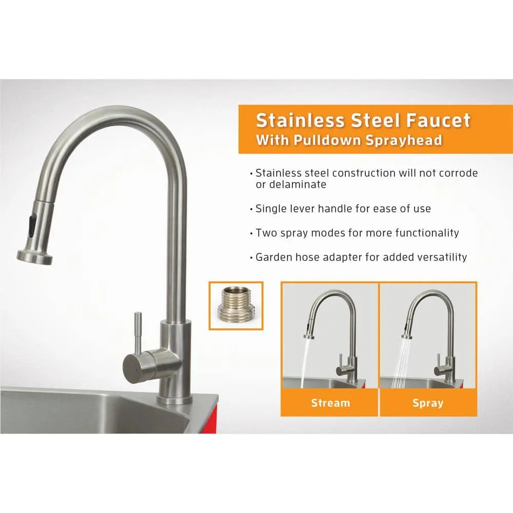 Presenza All-in-One 28 in. x 22 in. x 33.8 in. Stainless Steel Drop-In Sink and Cabinet with Faucet in Black, photo 2 of 10