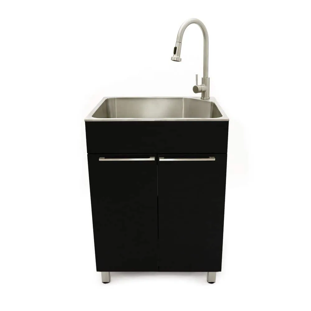 Presenza 24 in. Stainless Steel Drop-In Sink and Cabinet with Black Faucet, photo 3 of 10