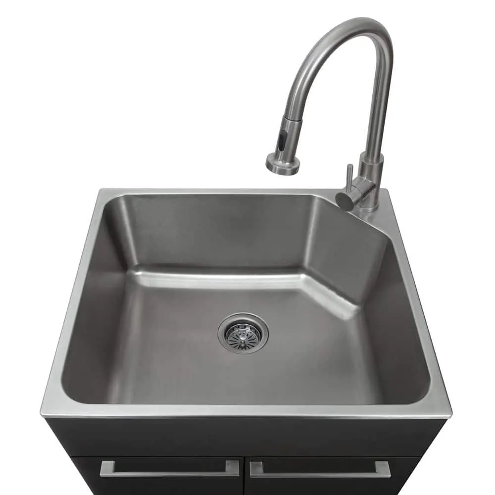 Presenza 24 in. Stainless Steel Drop-In Sink and Cabinet with Black Faucet, photo 5 of 10