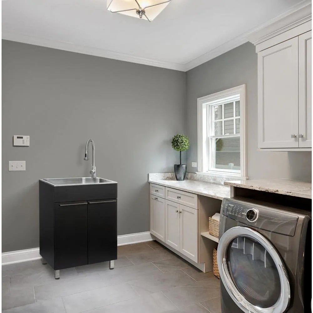 Presenza 24 in. Stainless Steel Drop-In Sink and Cabinet with Black Faucet, photo 2 of 10