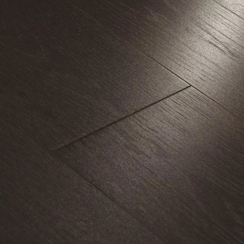 Pergo Defense+ Black Raven Oak 3/8 in. T x 7.5 in. W Click Lock Wire Brushed Engineered Hardwood Flooring (24.54 sq. ft./Case), photo 6 of 15