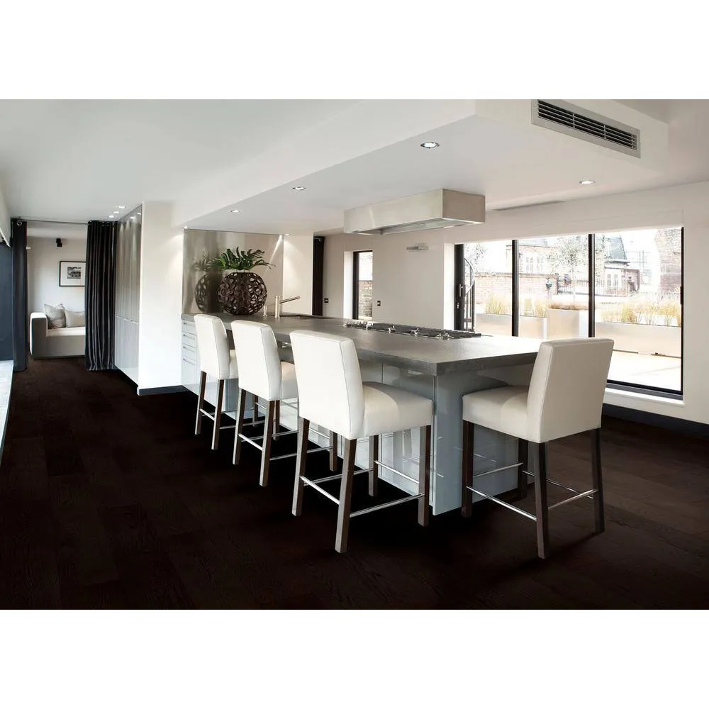 Pergo Defense+ Black Raven Oak 3/8 in. T x 7.5 in. W Click Lock W Brushed Engineered Hardwood Flooring (1104.3 sq.ft./pallet), photo 4 of 15