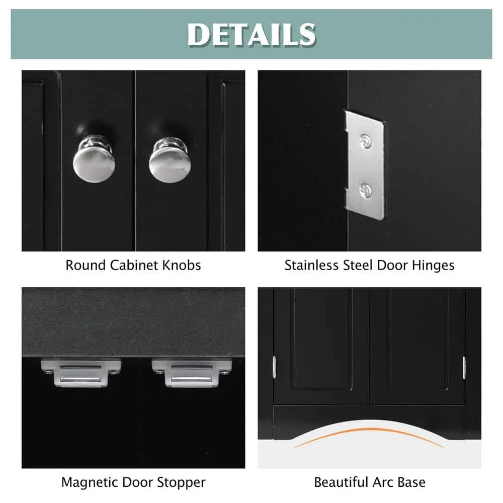 Zeus & Ruta 17.2 in. W x 17.2 in. D x 31.5 in. H Black Ready to Assemble Corner Cabinet Kitchen Cabinet Bathroom Adjustable Shelves, photo 8 of 12
