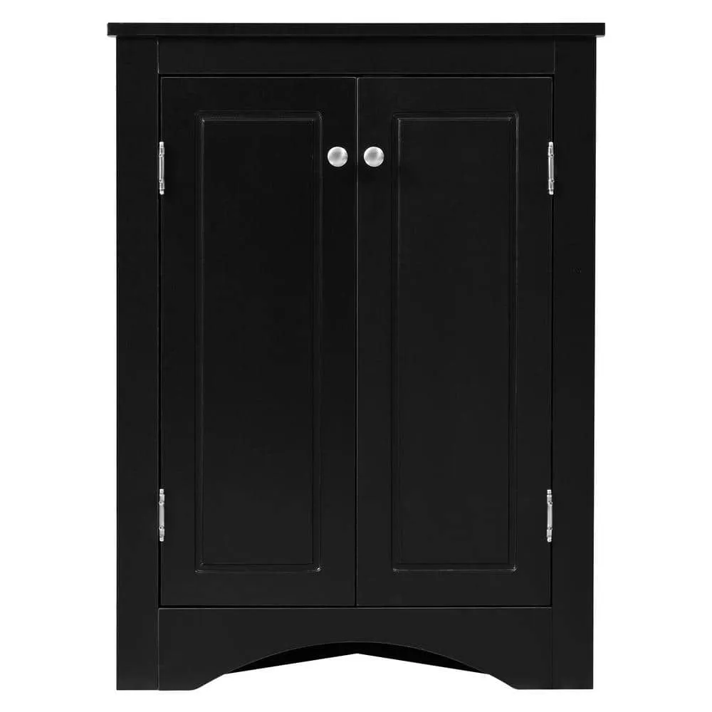 Zeus & Ruta 17.2 in. W x 17.2 in. D x 31.5 in. H Black Ready to Assemble Corner Cabinet Kitchen Cabinet Bathroom Adjustable Shelves, photo 6 of 12