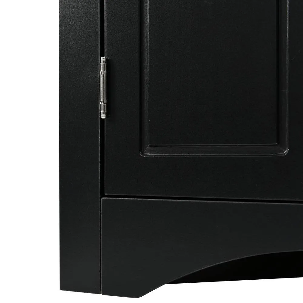 Zeus & Ruta 17.2 in. W x 17.2 in. D x 31.5 in. H Black Ready to Assemble Corner Cabinet Kitchen Cabinet Bathroom Adjustable Shelves, photo 11 of 12