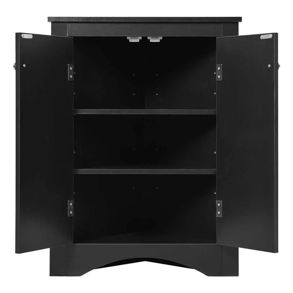 Zeus & Ruta 17.2 in. W x 17.2 in. D x 31.5 in. H Black Ready to Assemble Corner Cabinet Kitchen Cabinet Bathroom Adjustable Shelves, photo 2 of 12