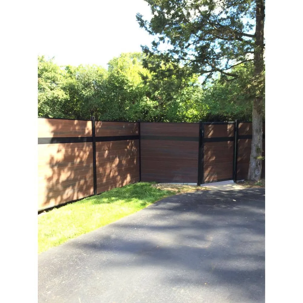 EuroFence Euro Style 6 ft. H x 6 ft. W Estate Black Rose Aluminum/Composite Horizontal Fence Section, photo 5 of 6