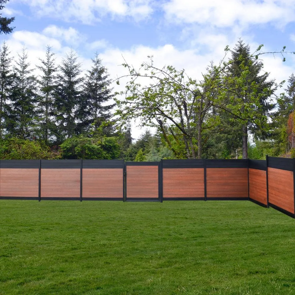 EuroFence Euro Style 6 ft. H x 6 ft. W Black Top Black Rose Aluminum/Composite Horizontal Fence Section, photo 4 of 5