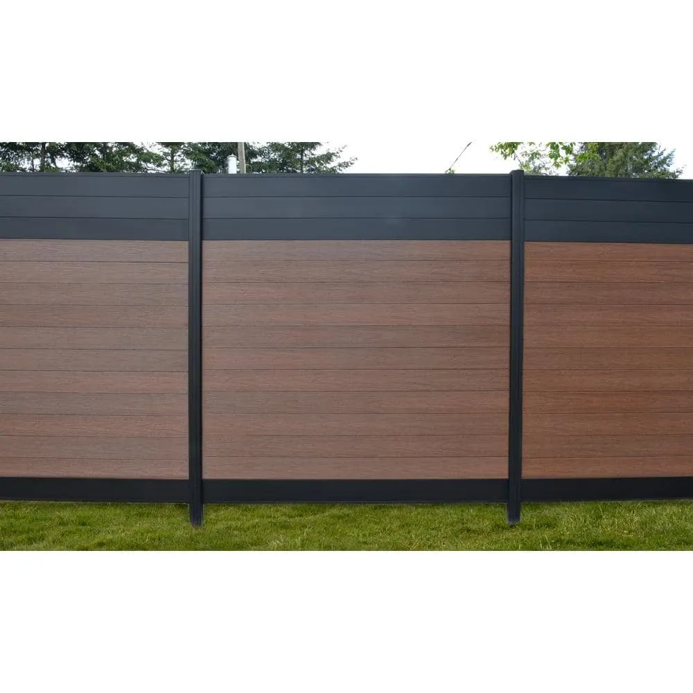 EuroFence Euro Style 6 ft. H x 6 ft. W Black Top Black Rose Aluminum/Composite Horizontal Fence Section, photo 3 of 5
