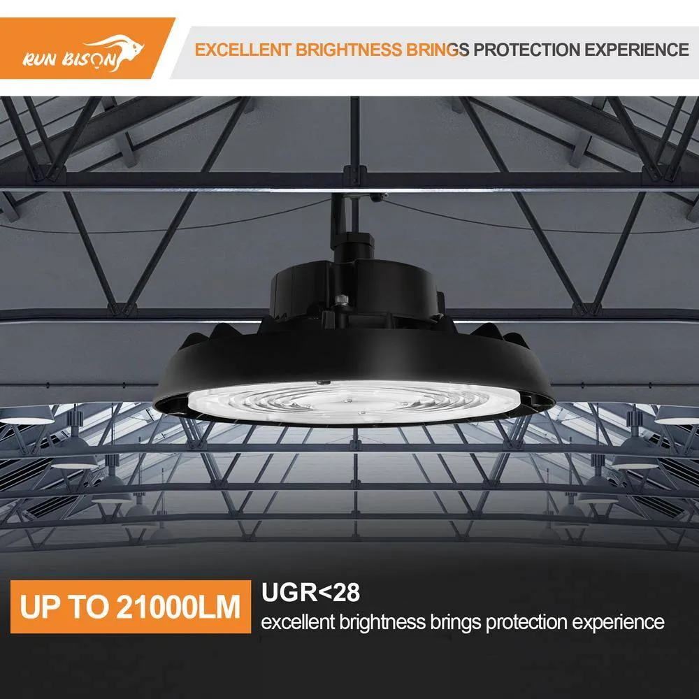 RUN BISON 10.4 in. Integrated UFO LED High Bay Light Fixture Garage Light, 4000K/5000K, 21000Lumens 0-10V Dimming(8-Pack), photo 6 of 9