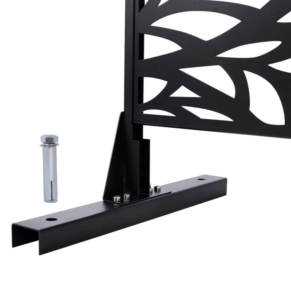 Runesay Outdoor 76 in. Hx48 in. W Metal Privacy Screen in Black for Deck Balcony Patio, photo 6 of 7