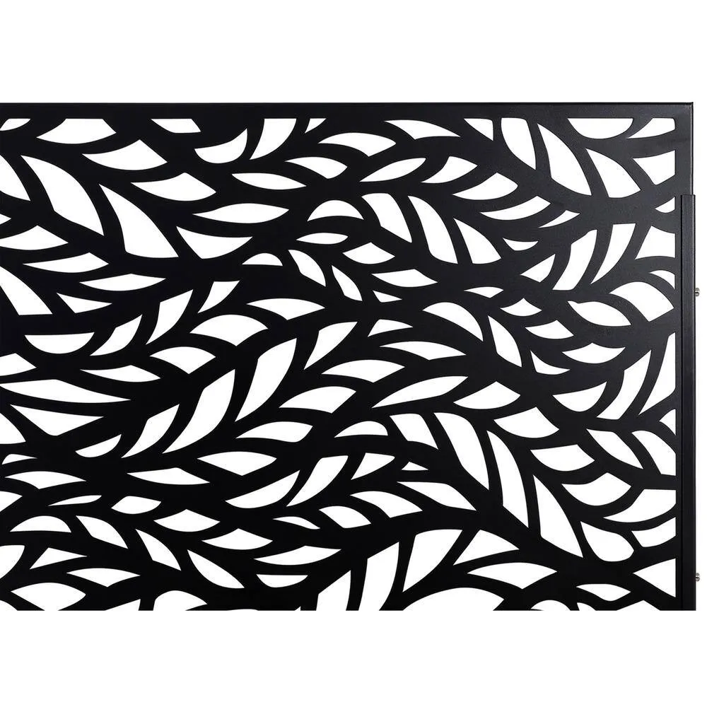 Runesay Outdoor 76 in. Hx48 in. W Metal Privacy Screen in Black for Deck Balcony Patio, photo 3 of 7