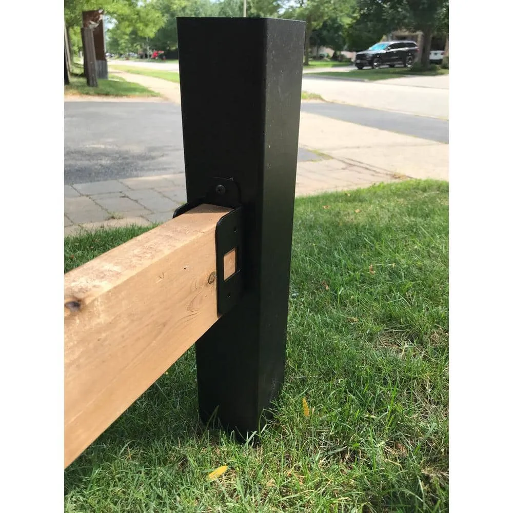 Slipfence 3 in. x 3 in. x 100 in. Black Powder Coated Aluminum Fence Post Includes Post Cap, photo 3 of 11