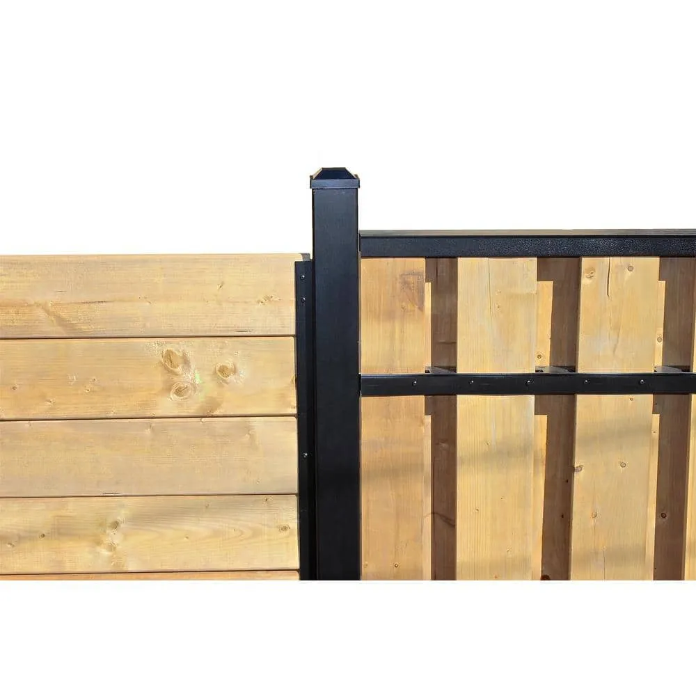 Slipfence 3 in. x 3 in. x 100 in. Black Powder Coated Aluminum Fence Post Includes Post Cap, photo 7 of 11