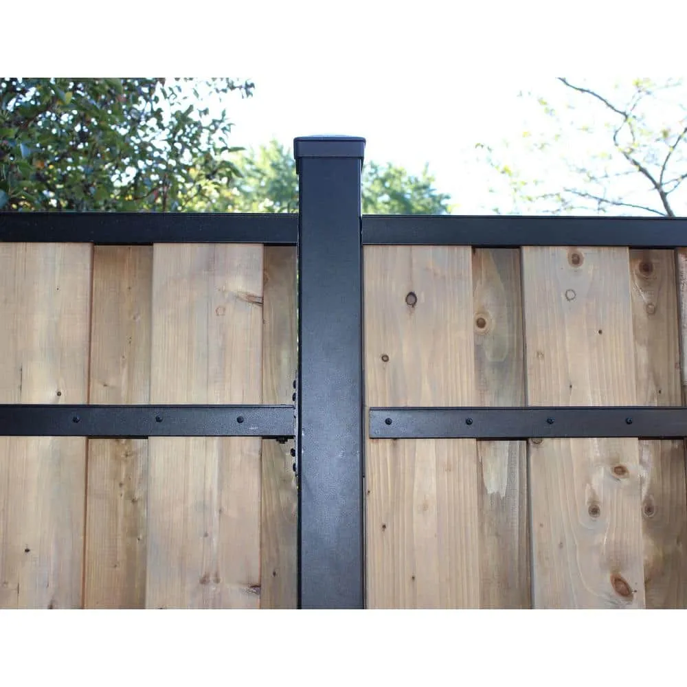 Slipfence 3 in. x 3 in. x 100 in. Black Powder Coated Aluminum Fence Post Includes Post Cap, photo 6 of 11