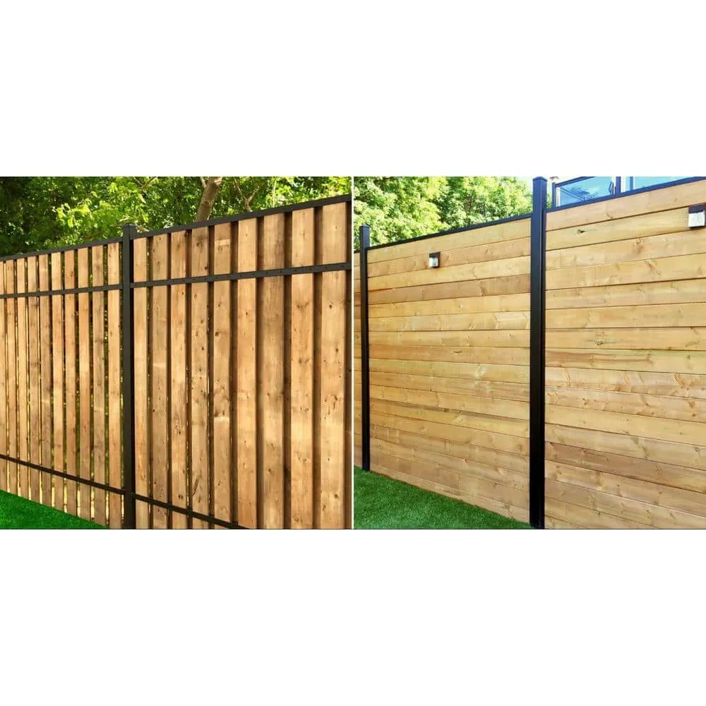 Slipfence 3 in. x 3 in. x 100 in. Black Powder Coated Aluminum Fence Post Includes Post Cap, photo 2 of 11