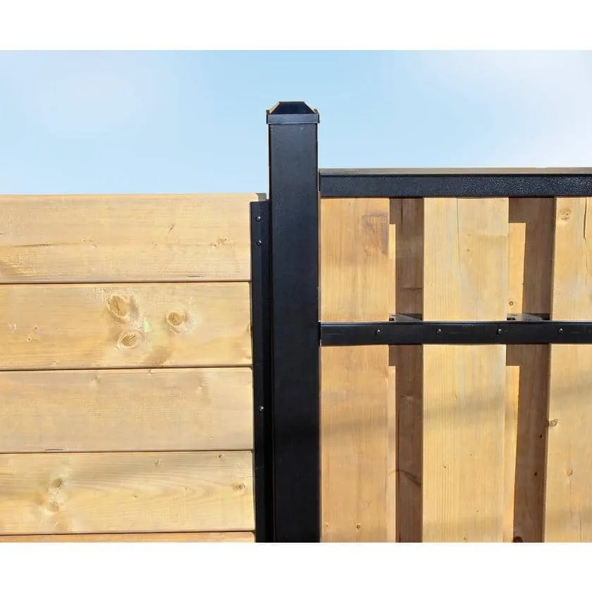 Slipfence 3 in. x 3 in. x 12 ft. 4 in. Black Powder Coated Aluminum Fence Post Includes Post Cap, photo 6 of 12