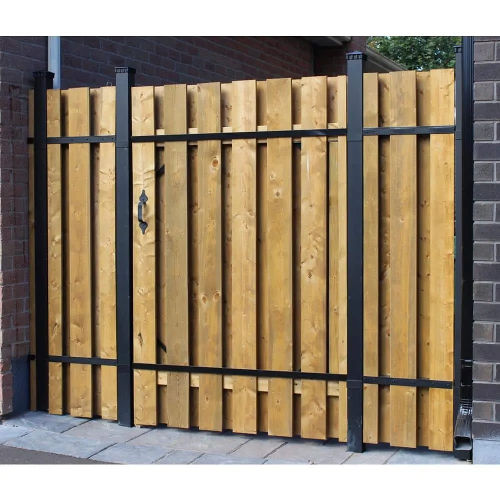 Slipfence 3 in. x 3 in. x 12 ft. 4 in. Black Powder Coated Aluminum Fence Post Includes Post Cap, photo 10 of 12
