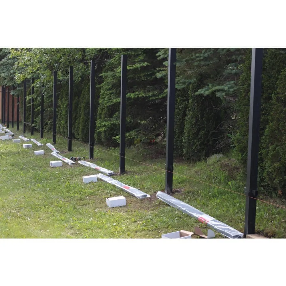 Slipfence 4 in. x 4 in. x 124 in. Black Aluminum Fence Post Includes Post Cap, photo 8 of 11