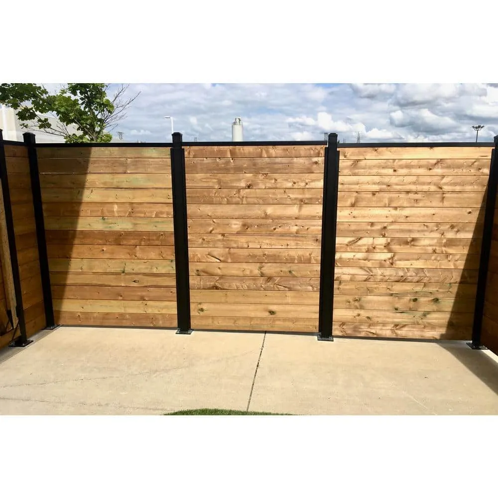 Slipfence 3 in. x 3 in. x 76 in. Black Powder Coated Aluminum Surface Mount Fence Post Includes Post Cap, photo 7 of 8
