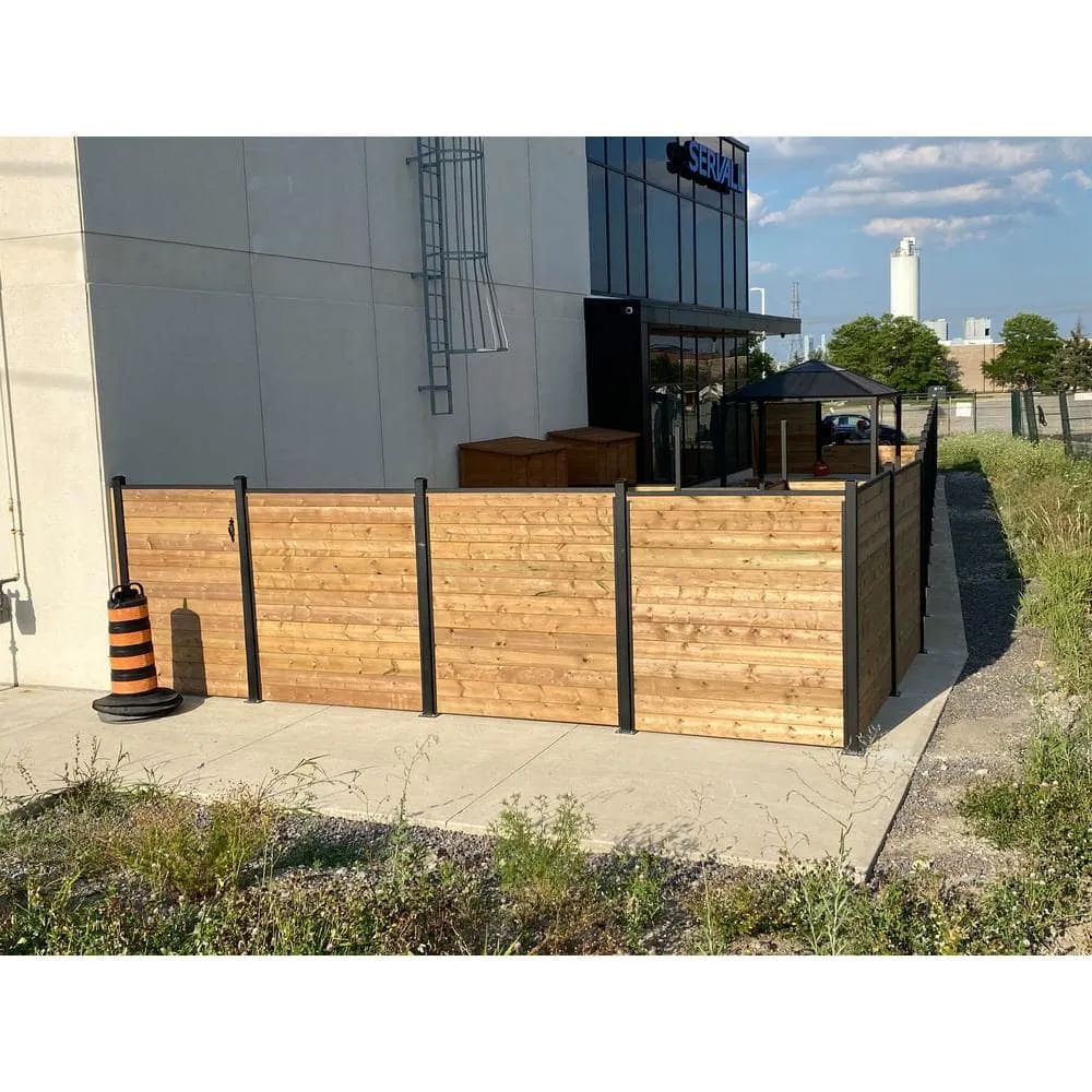 Slipfence 3 in. x 3 in. x 76 in. Black Powder Coated Aluminum Surface Mount Fence Post Includes Post Cap, photo 5 of 8