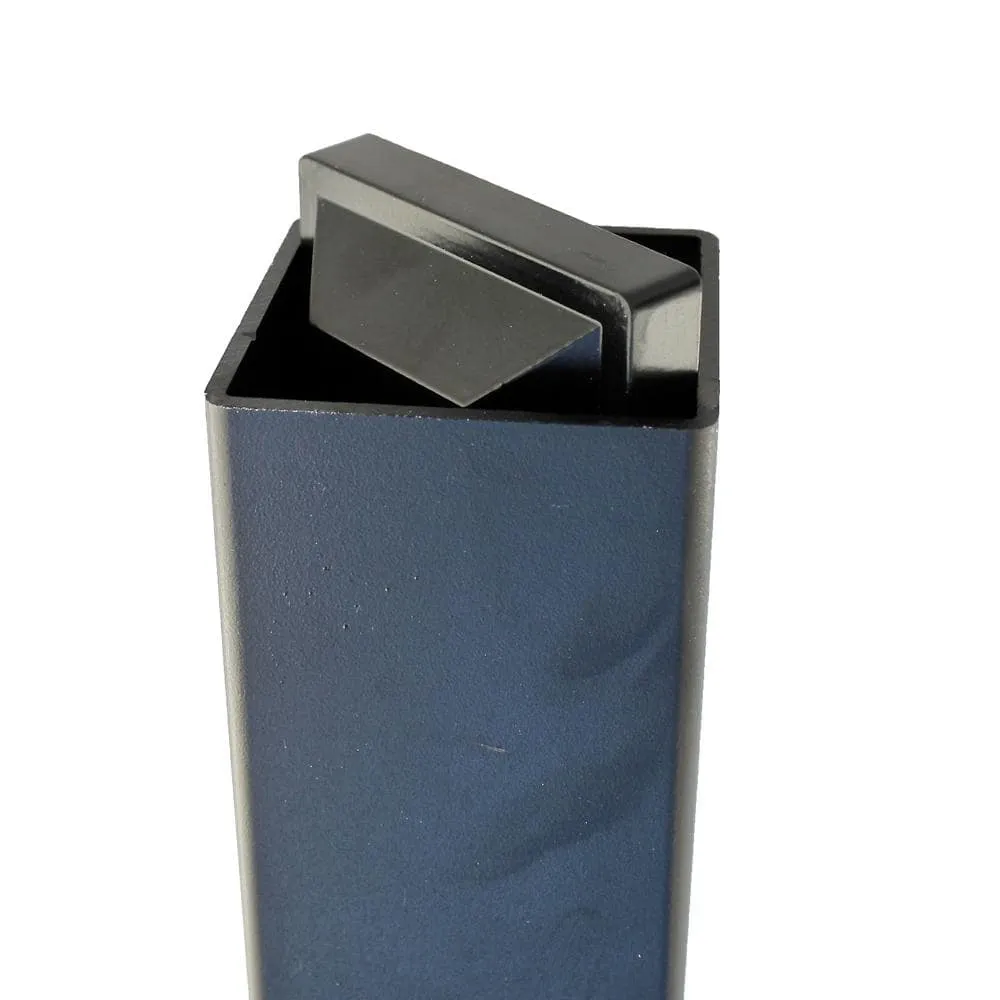Slipfence 3 in. x 3 in. x 76 in. Black Powder Coated Aluminum Surface Mount Fence Post Includes Post Cap, photo 4 of 8