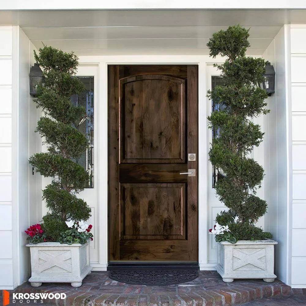 Krosswood Doors 30 in. x 80 in. Knotty Alder 2 Panel Left-Hand/Inswing Black Stain Wood Prehung Front Door, photo 6 of 8