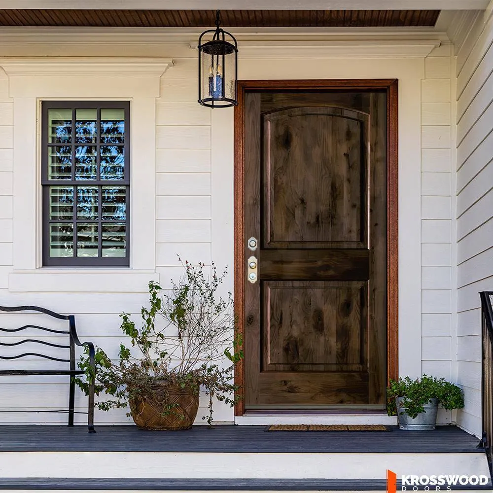 Krosswood Doors 30 in. x 80 in. Knotty Alder 2 Panel Right-Hand/Inswing Black Stain Wood Prehung Front Door, photo 7 of 8