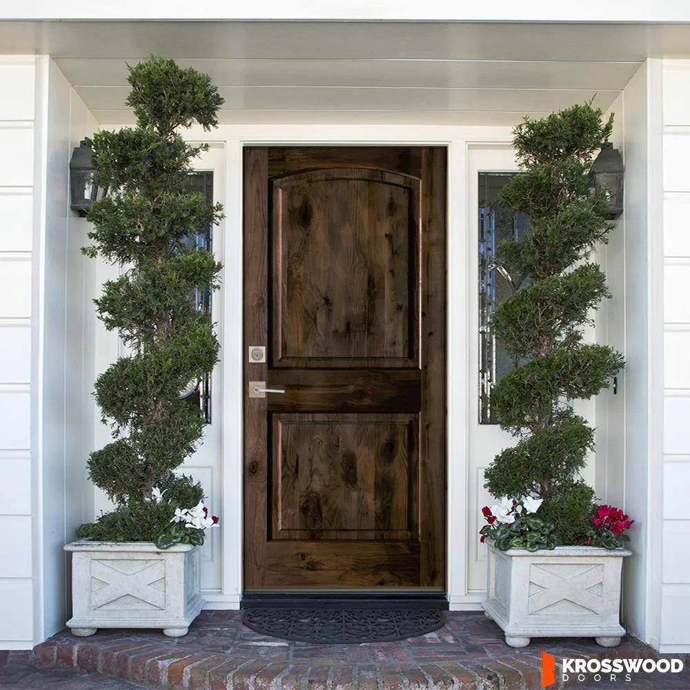 Krosswood Doors 30 in. x 80 in. Knotty Alder 2 Panel Right-Hand/Inswing Black Stain Wood Prehung Front Door, photo 6 of 8