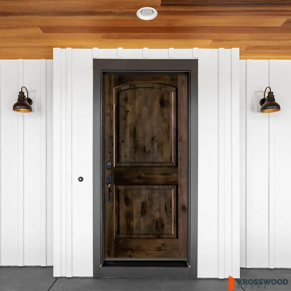 Krosswood Doors 30 in. x 80 in. Knotty Alder 2 Panel Right-Hand/Inswing Black Stain Wood Prehung Front Door, photo 4 of 8