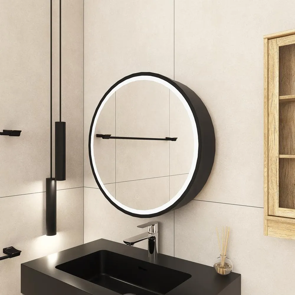 Staykiwi 24 in. W x 24 in. H 3 colors with light Round Iron Medicine Cabinet with Mirror, photo 5 of 10