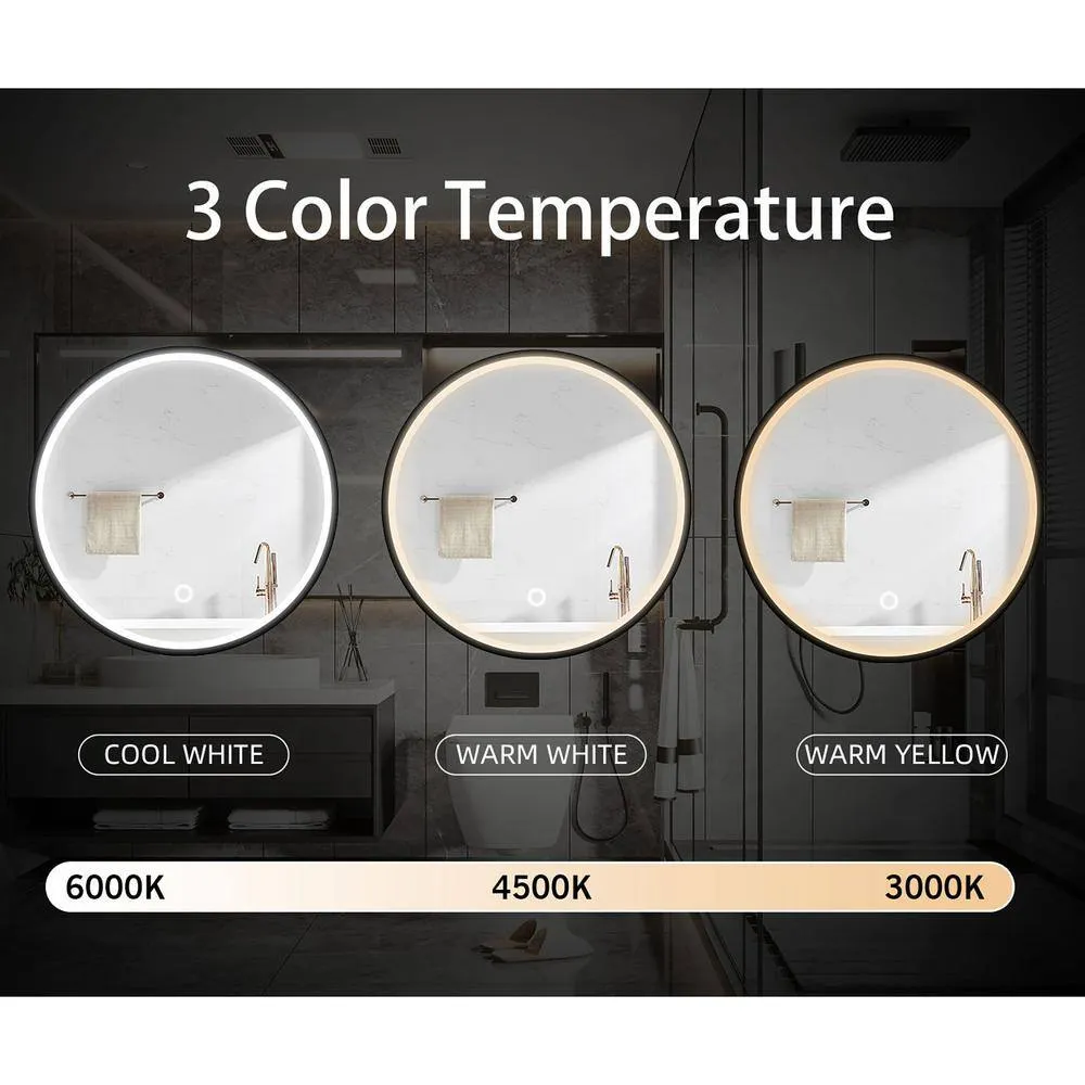 Staykiwi 24 in. W x 24 in. H 3 colors with light Round Iron Medicine Cabinet with Mirror, photo 9 of 10