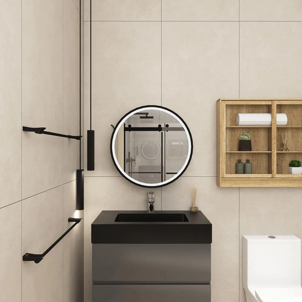 Staykiwi 24 in. W x 24 in. H 3 colors with light Round Iron Medicine Cabinet with Mirror, photo 4 of 10