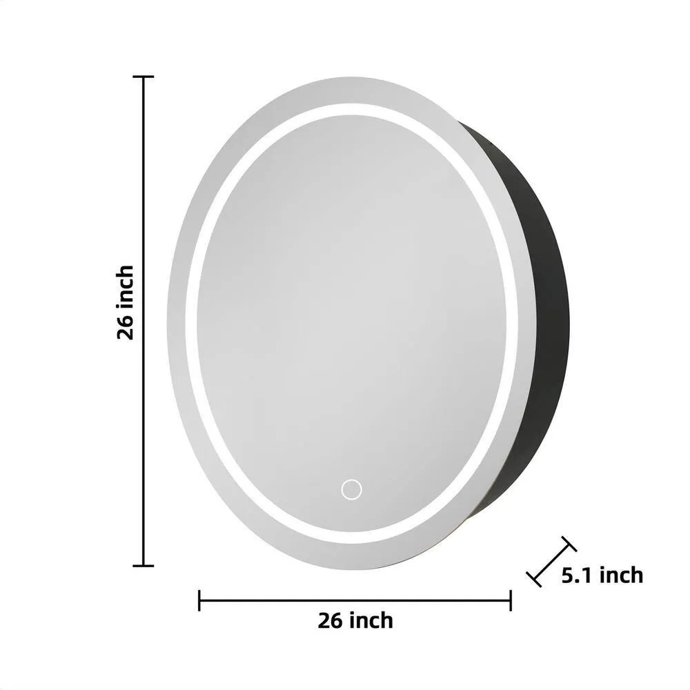 Staykiwi 26 in. W x 26 in. H Round Iron Medicine Cabinet with Mirror, photo 7 of 8