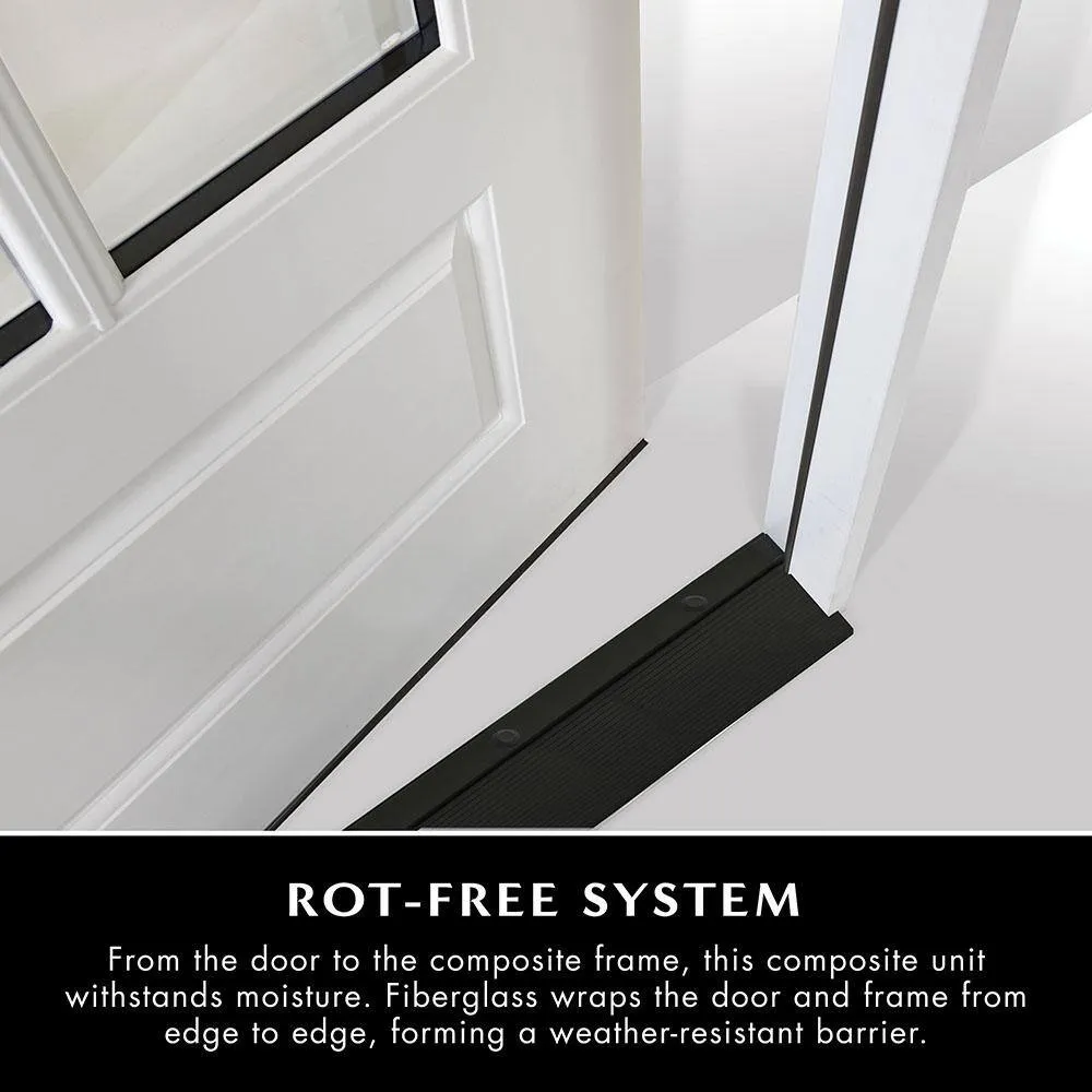 Steves & Sons Legacy Series 51 x 81-1/2 Black Single Front Door with Left Sidelite, Right-Hand Inswing, Fiberglass, Bronze Hinges, photo 4 of 6