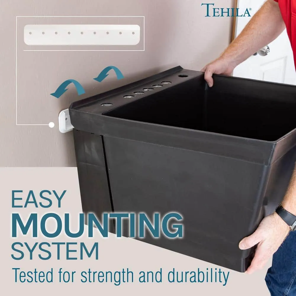 TEHILA Black Thermoplastic Wall Mounted Utility Sink Kit 23.5", photo 3 of 8