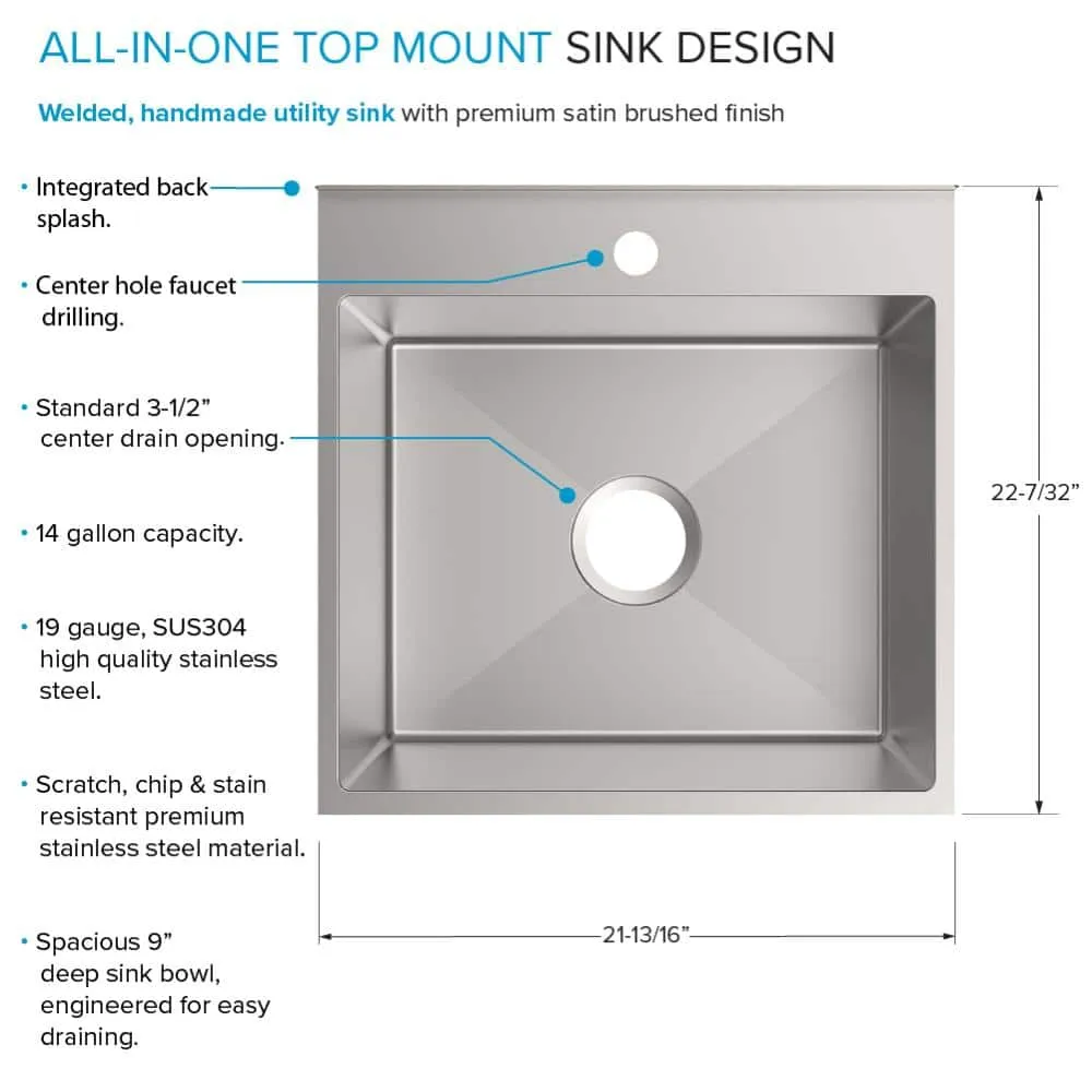 Transolid All-in-One 22 in. x 22 in. x 35 in. Metal Drop-In Laundry/Utility Sink and Cabinet in Black, photo 10 of 14