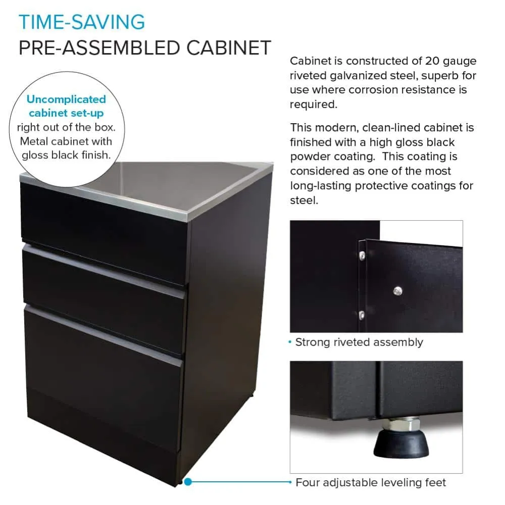 Transolid All-in-One 22 in. x 22 in. x 35 in. Metal Drop-In Laundry/Utility Sink and Cabinet in Black, photo 4 of 14