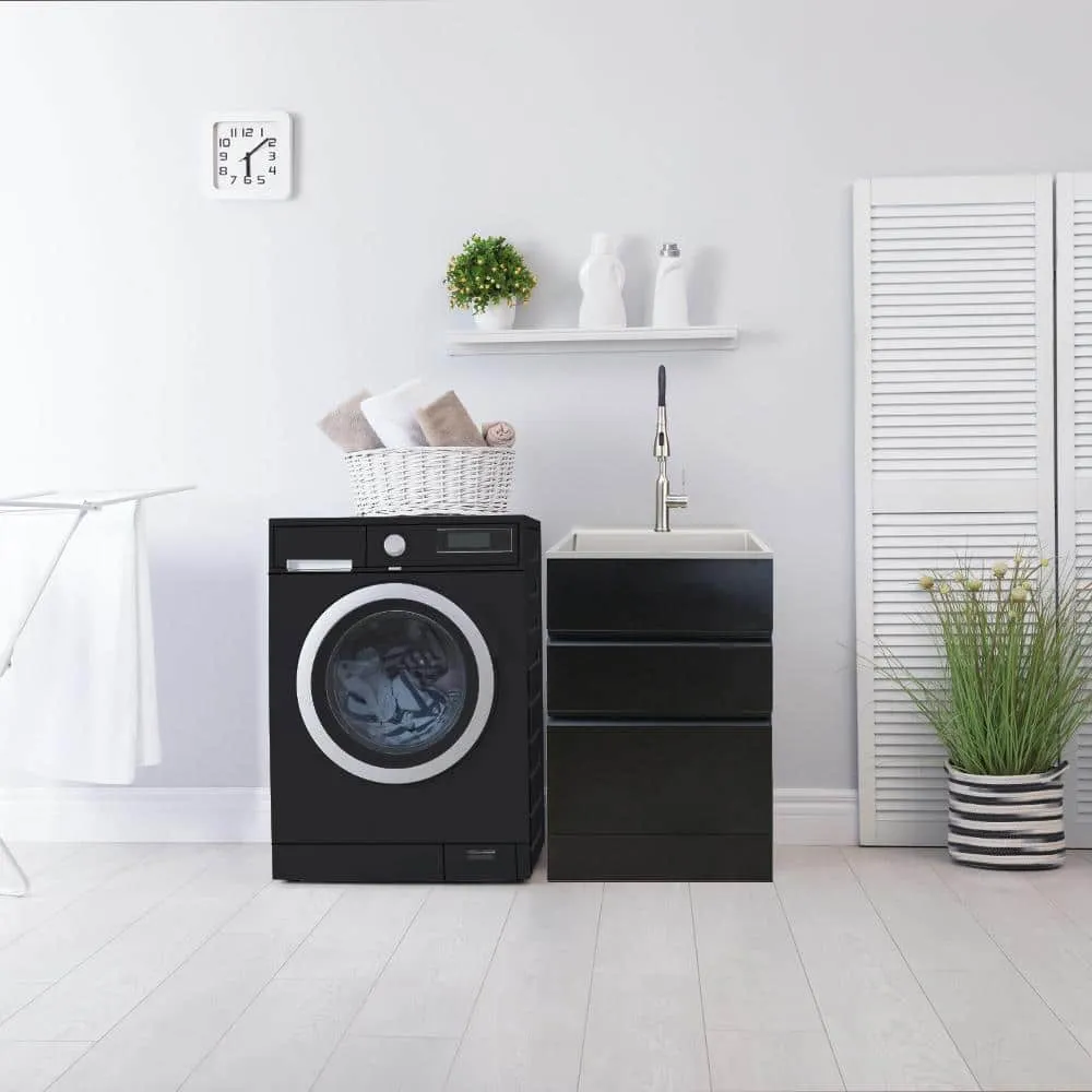 Transolid All-in-One 22 in. x 22 in. x 35 in. Metal Drop-In Laundry/Utility Sink and Cabinet in Black, photo 2 of 14