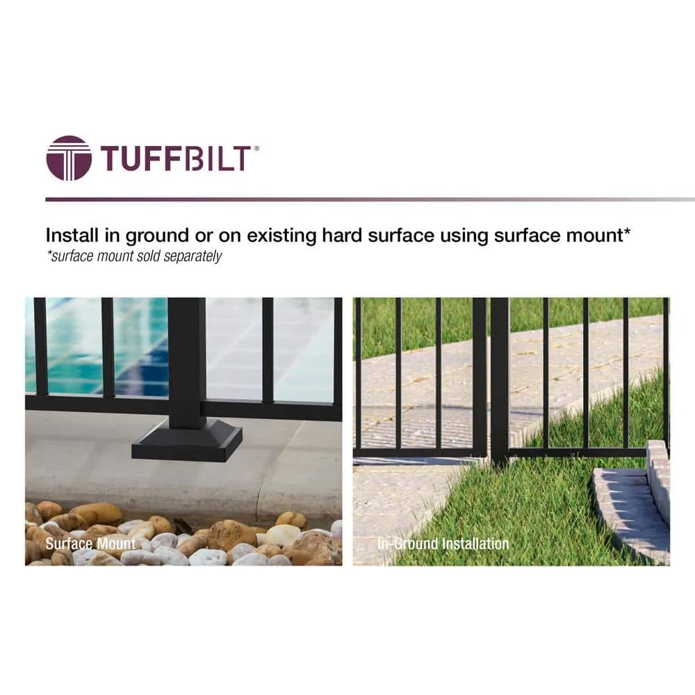 TuffBilt Dillon 2 in. x 2 in. x 70 in. Black Aluminum Fence Line Post, photo 5 of 7