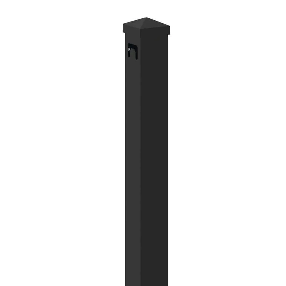 TuffBilt Dillon 2 in. x 2 in. x 70 in. Black Aluminum Fence Line Post, photo 3 of 7